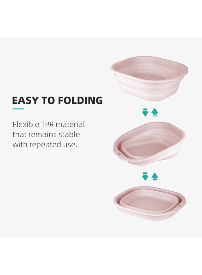Arabest Collapsible Wash Basin Set of 2, Foldable Small Medium Size Wash Basin, Portable Plastic Basins for Laundry, Bottles, Travel, Camping (Pink) - Image 3